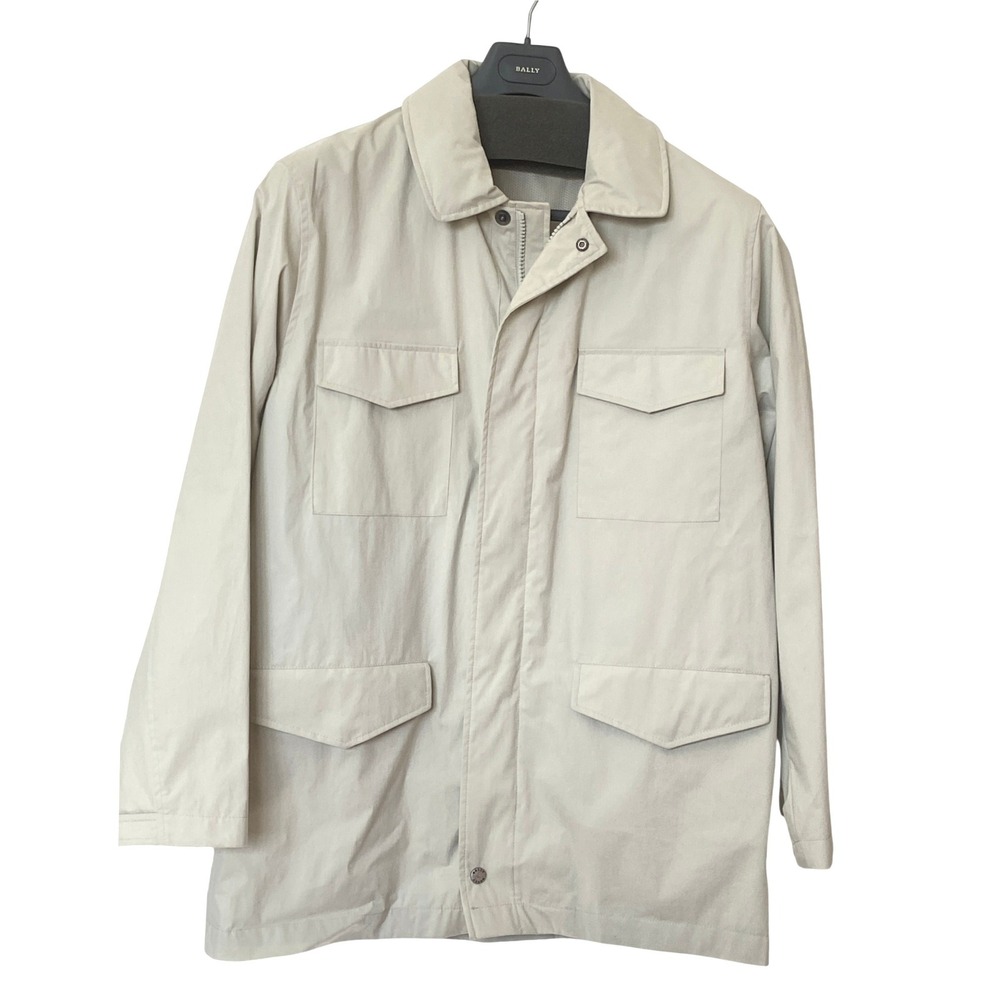 Bally Utility Field Jacket Light Beige Four Pocket Lightweight Coat EU 52/US 42